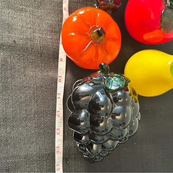 Lot of 5 Vintage Hand Blown Art Glass Fruit Kitchen Decor Murano Style - Picture 5 of 5